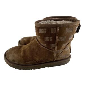 Ugg Classic Mini II Print Boots Mens Size 7 Brown Chestnut Suede Sheepskin Y2K